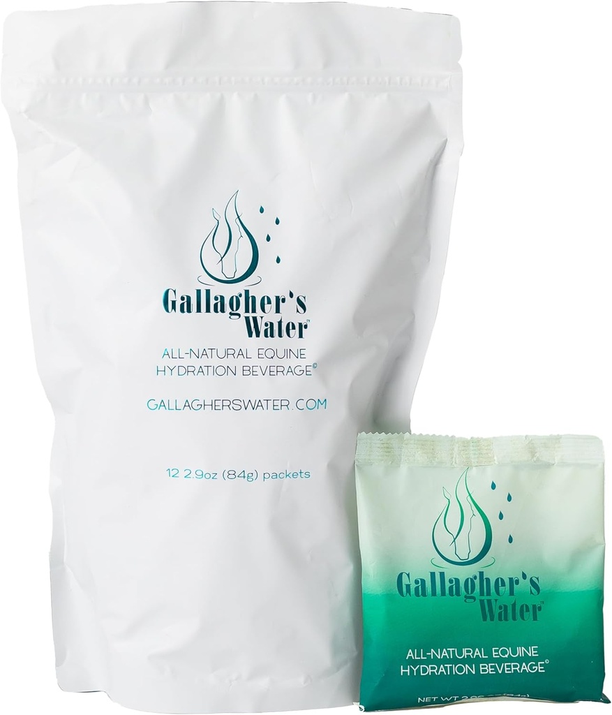 Gallagher's Water 12 Pack All-Natural Equine Hydration Treat - Enhancement Powder Mix Horse Drink Treat to Help Promote to Drink Water - Made with All Natural Ingredients, FEI Compliant