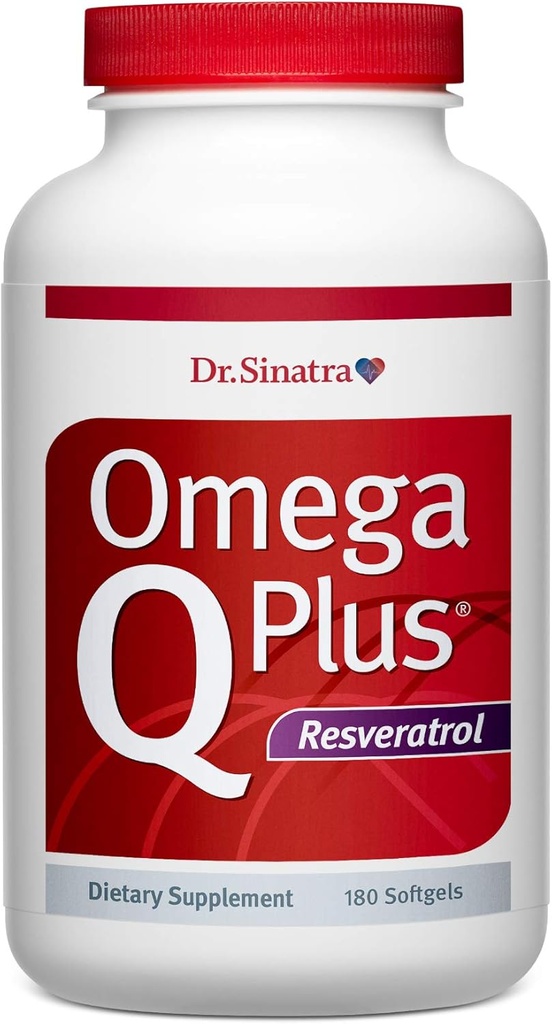 Dr. Sinatra Omega Q Plus Resveratrol - Omega-3 Suplemento con CoQ10 y Resveratrol - Promueve la salud integral del corazón y del cuerpo entero para ayudarle en la edad Well (180 softgels)