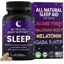 Ayuda para el sueño natural para adultos Bestando sueño de su vida Valerian Root GABA 5-HTP Melatonin 120 Non-Habit Forming Capsules Lab Tested