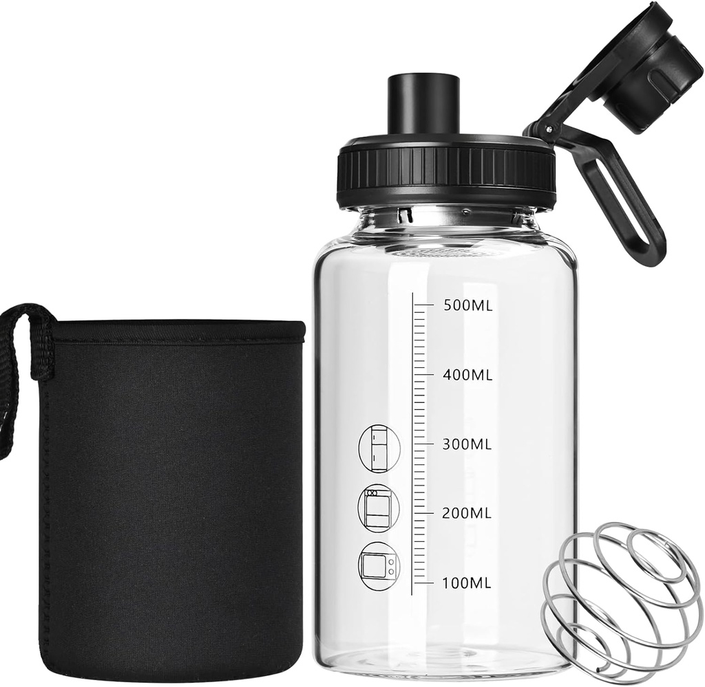 Botella de agitador sin olor BPA, 22oz Botella de agitador sin olor con bola de acero inoxidable 304 y cepillo de limpieza extraíble para mezclas de proteína de fitness(1Pack)