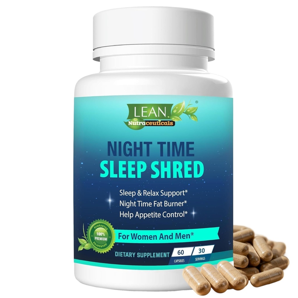 Pérdida de peso del sueño del tiempo de la noche de la ayuda del sueño encogido rápido quemador de grasa, Melatonin L-theanine Cla Ashwagandha Valerian Root 5HTP Pill, Appetite Suppressant Metabolism Booster Calm Suplemento para Mujeres Hombres, 60 cápsulas