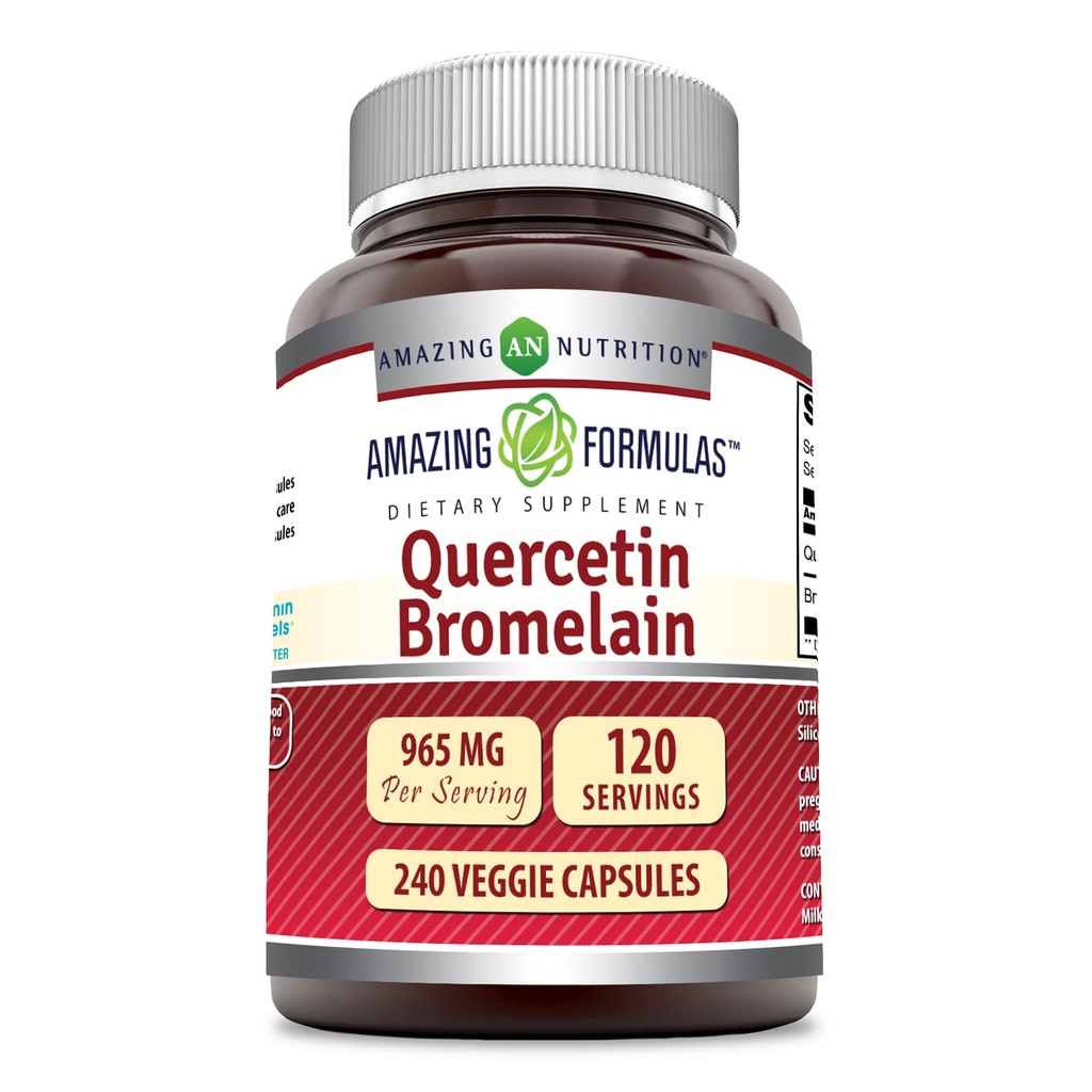 Increíble Nutrición Quercetina 800 Mg con Bromelain 165 Mg Veggie Capsules Suplemento ← No-GMO Silencio Gluten Libre Silencio Hecho en EE.UU.