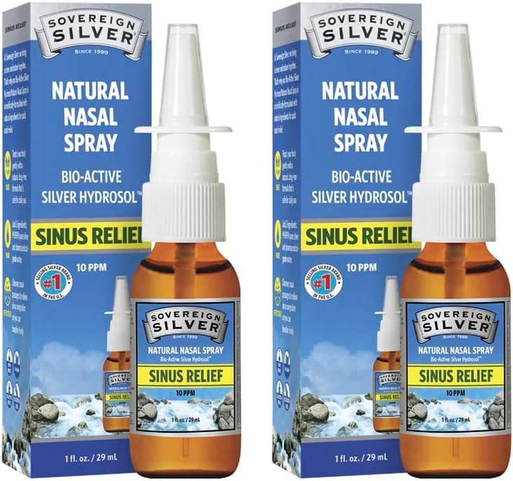 Soberano Silver Bio-Active Colloidal Silver Hydrosol for Immune Support - 10ppm - 1oz - Nasal Spray - Pack de 2