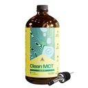 Nivel Up Clean MCT Petróleo - 100% C8 caprílico para Energía, Foco, Salud Gut, Supercombustible cerebral - Suplemento Keto para Café Ketogénico y Cetonas - No GMO (32 oz botella de vidrio)