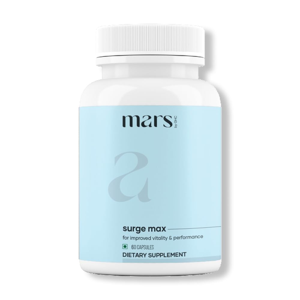 Mars Surgemax Natural Capsules con Shilajit & Safed Musli Respuestas Energy, Strength &amp; Immunity  durable for Active Lifestyle ← 60 Capsules ← Pack of 1