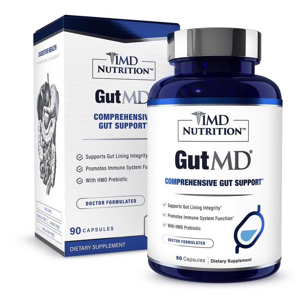 1MD Nutrición GutMD - L-Glutamine Capsules w/Prebiótico para Gut Health - L Glutamine Supplement - Supports Healthy Digestive Tract Integrity - 90 Capsules