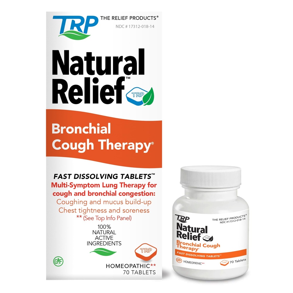 The Relief Products Bronchial Cough Therapy Fast Dissolving Tablets - 100% Natural Active Ingredients - 70 Cuenta