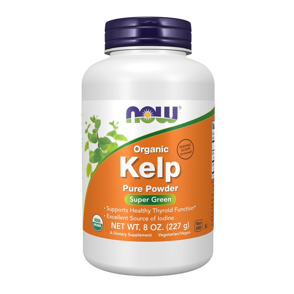 AHORA Suplementos, Kelp Powder, Certified Organic, Excelente fuente de yodo, Super Green, 8-Ounce