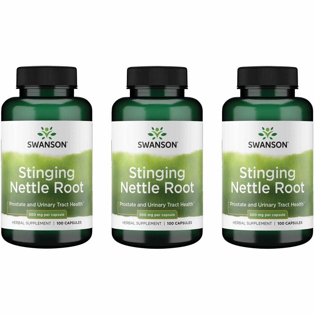 Swanson Stinginging Nettle Root (Urtica Dioica) - Suplemento Herbal - (100 cápsulas, 500 mg) (3 Pack)