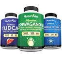 Nutrivein Premium TUDCA, Suplementos de Berberina y Suplementos de Ashwagandha Bundle: Complejo de Berberina de alta absorción, Ashwagandha Root Extract, TUDCA para Detox, Vitality &amp; Well-Being