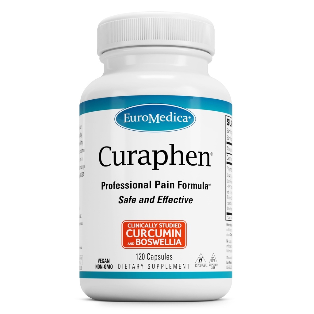 EuroMedica Curaphen - Suplemento de la Curcumin para la Circulación " Apoyo al Endorfin - Apoyo para el trastorno ocasional - Auxiliar a los músculos sanos - 120 cápsulas