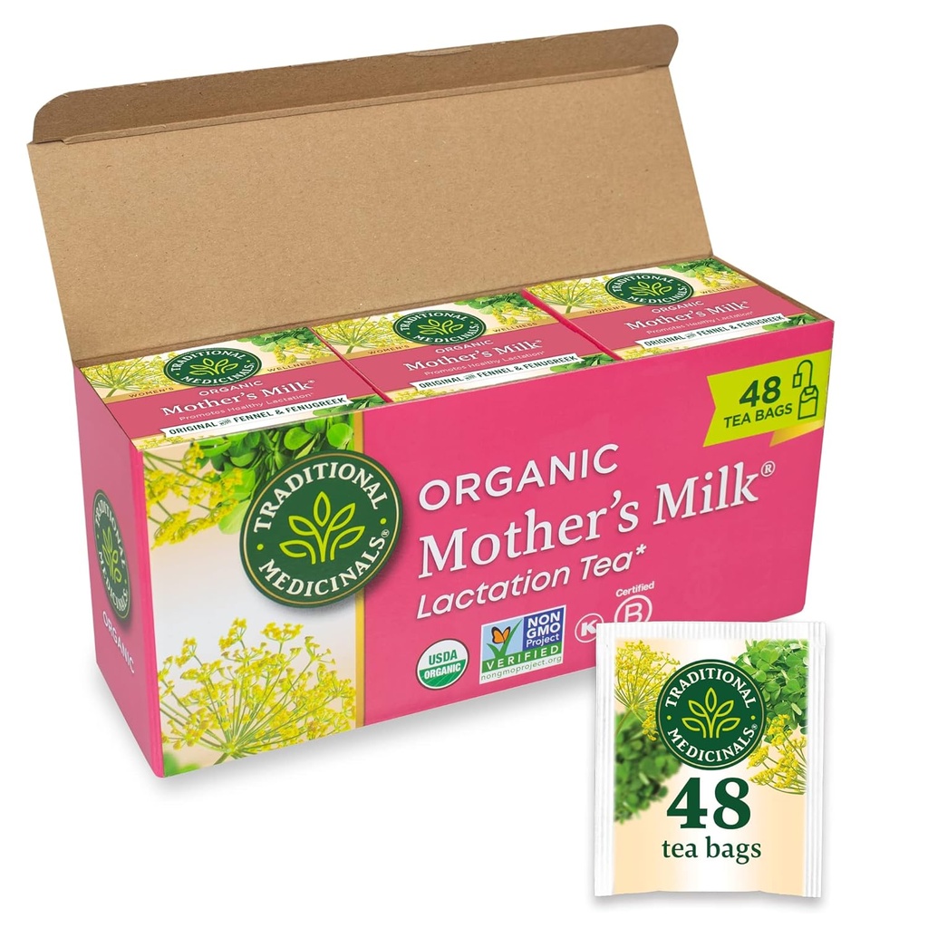 Medicinal Tradicional Té, Leche de Madre Orgánica, promueve la lactancia saludable, Apoyo a la lactancia, 48 bolsas de té (3 Pack)