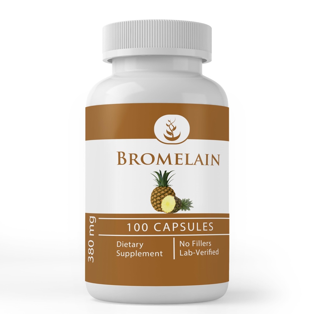 Ingredientes originales puros Bromelain, (100 cápsulas) Siempre puros, sin aditivos o artillería, Lab Verified