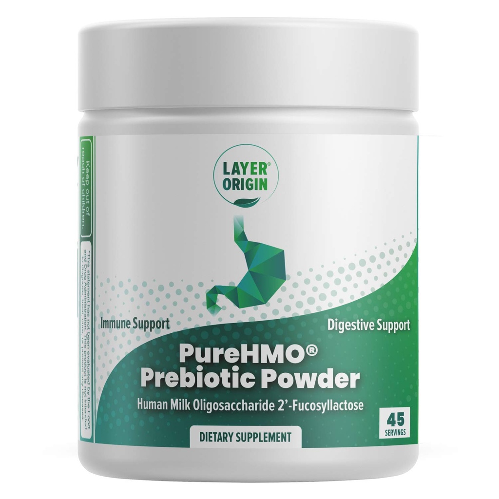 Orígen de capas ¦ PureHMO Leche humana Oligosaccharide (HMO 2'-FL) Polvo de fibra prebiótica - Alimentar 200 Billones Probióticos/Scoop, 45 Servimientos