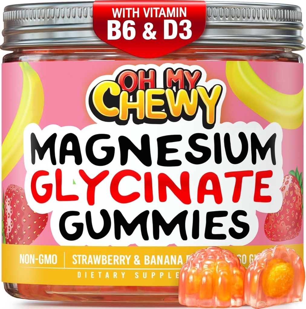 Centro-Filled Magnesium Glycinate Gummies 400MG - High Absorption for Kids, Adolescents & Adults - Suplemento para el sueño, la calma y la relajación muscular con B6 &amp; D3 - Gluten Gratis &amp; Vegan Friendly - 120 Condes
