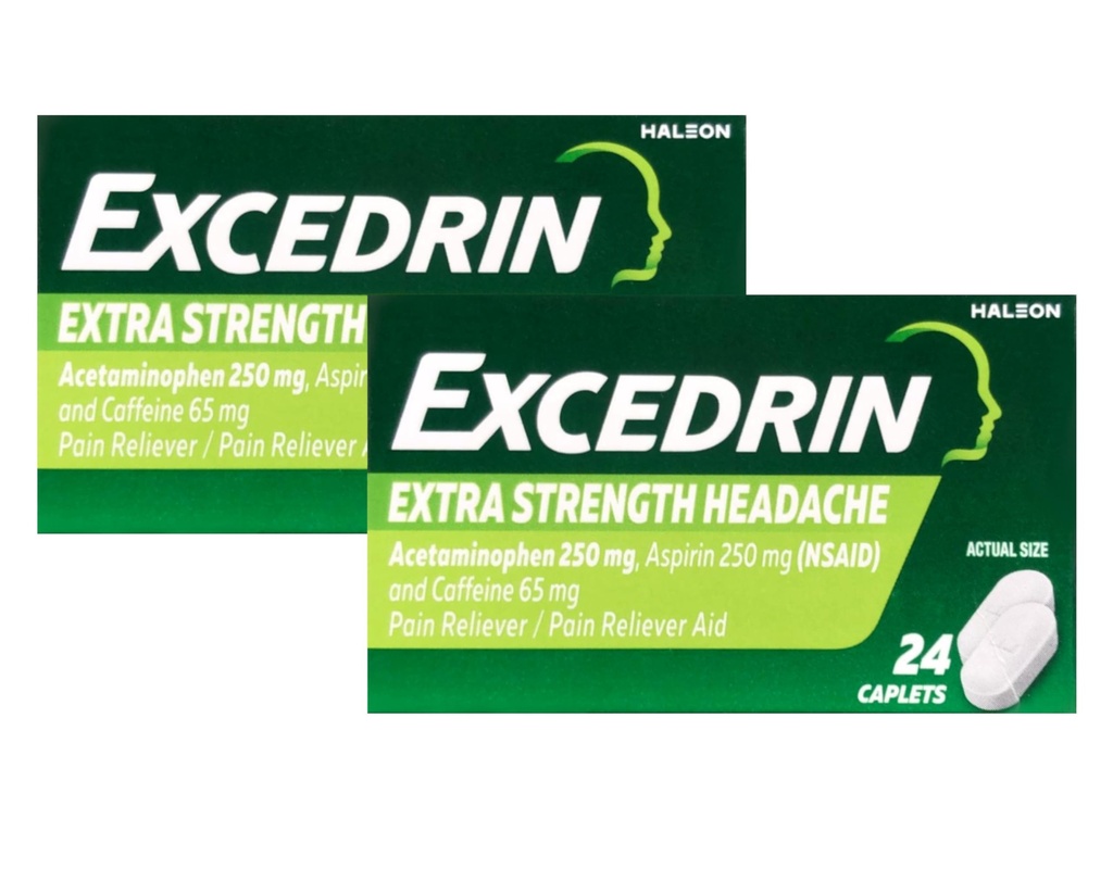 Extra Strength - 24 Caplets, Pack de 2