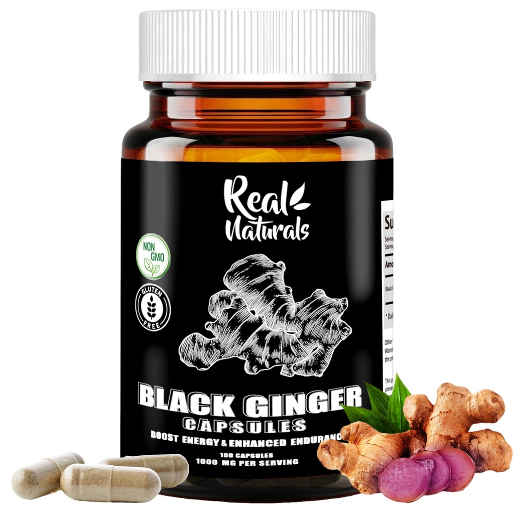 Ginger negro para hombres cápsula 500 mg (100 cápsulas) Vegan kaempferia parviflora Black Ginger Extracto cápsulas para la resistencia general y el rendimiento