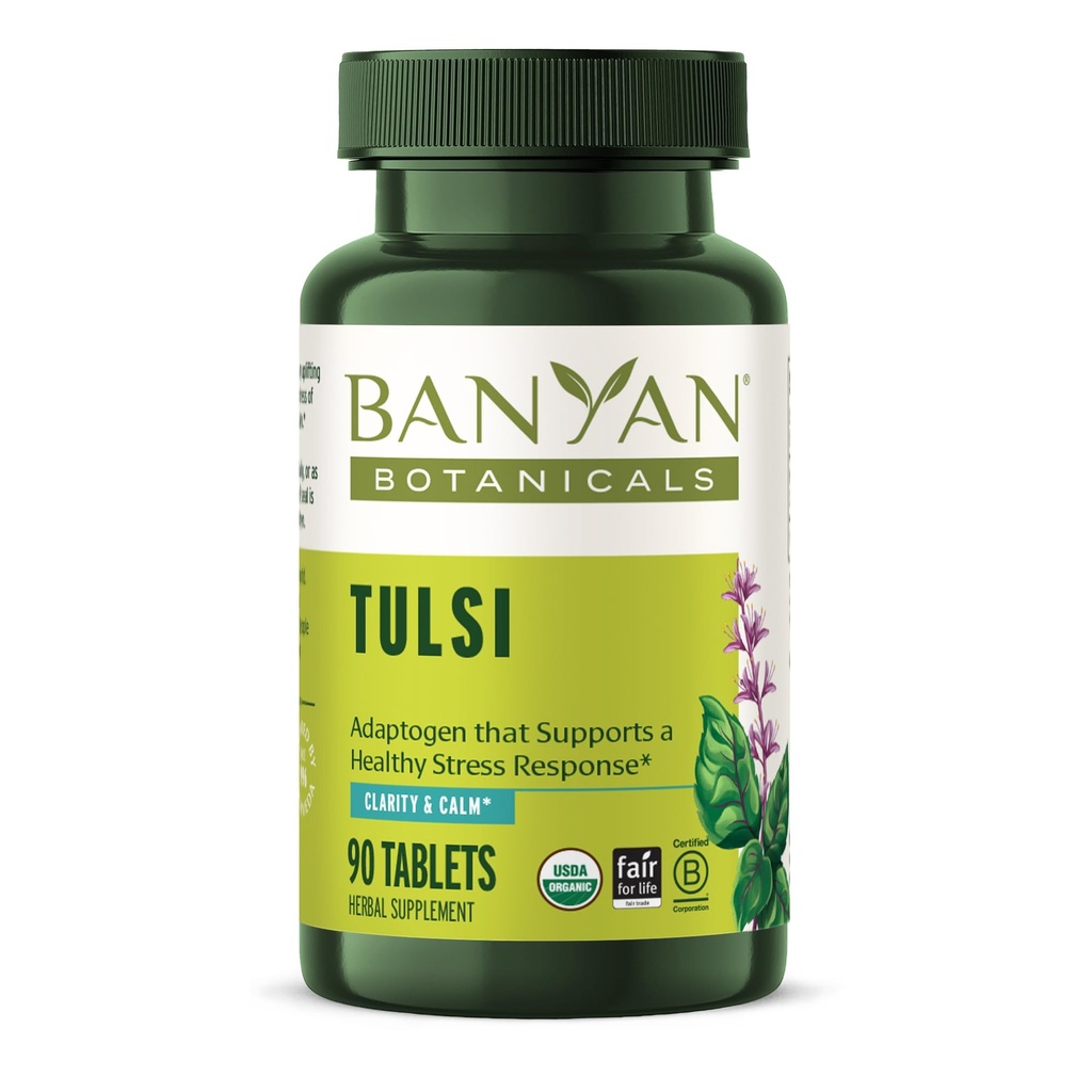 Banyan Botanicals Tulsi (Holy Basil) – Uplifting Adaptogen – Organic Lung and Respiratory Health Supplement* – 90 Tablets – Non-GMO Sustentably Sourced Vegan