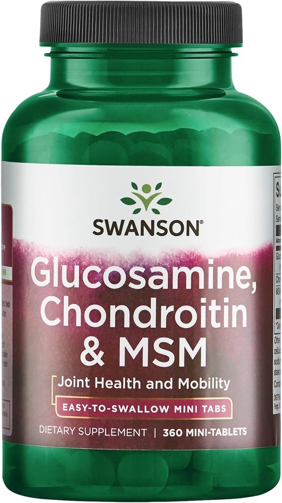 Swanson Mini-Tabs Glucosamine Chondroitin &amp; Msm Joint Mobility Flexibility Comfort Cartilage Connective Tissue Health Support 750/600/300 Milligrams 360 Tabs
