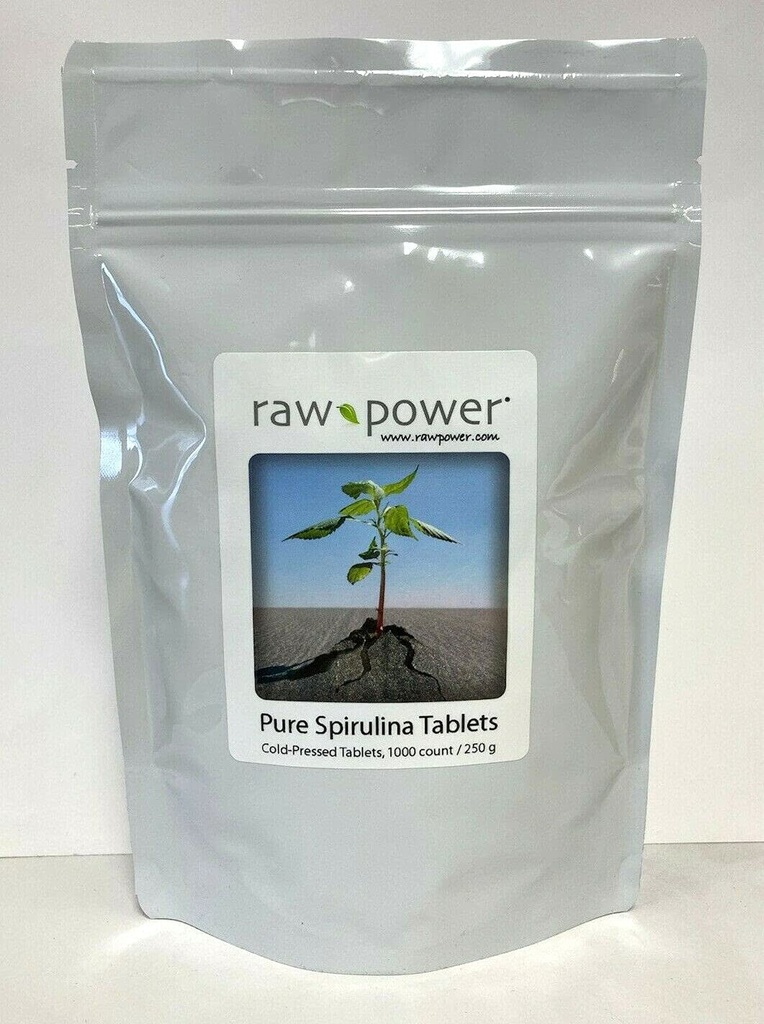 Tablas de espirulina, 1000 Cuenta, 250 mg Cada, (250 Gramos / 8.8 oz) 100% Puro, crudo, Orgánico, Cold-Presed