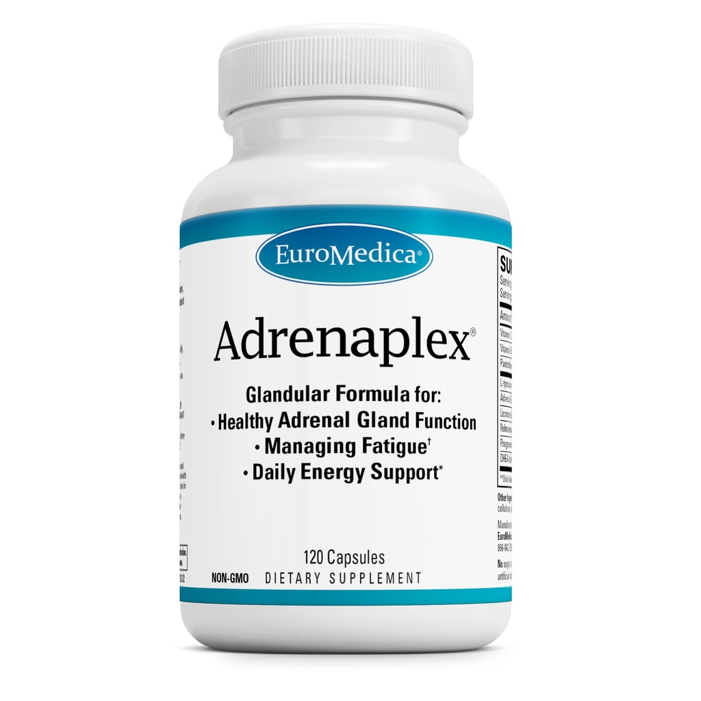 EuroMedica Adrenaplex - Complemento de Función Adrenal de Groenlandia - Suplemento de Apoyo Glandular con Vitaminas C &amp; B6 - Apoyos Función Adrenal Saludable - Mantener fuera del alcance de los niños - 120 cápsulas