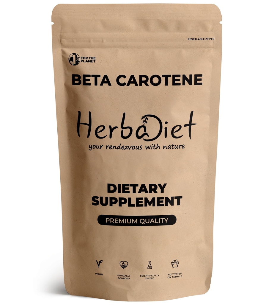 Beta Caroteno 10% Vitamina A 25000 UI Polvo Silencioso Sistema Immune Soporte, Suplemento Antioxidante Silencio Cartenoides for Healthy Vision, Eyes & Skin ← 100% Natural Betacarotene (1.76 oz - 50 gramos)