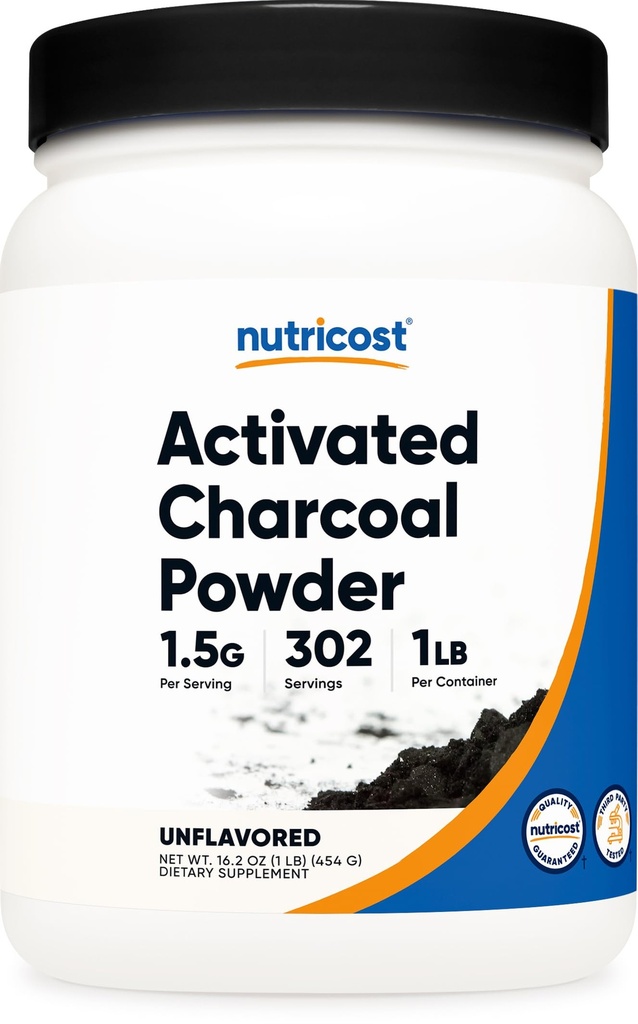 Nutricost Activated Charcoal Powder 1lb - Alimentos Grado Polvo, Toothpaste, Facemask, Odor Control, Vegetariano, Gluten Gratis, No GMO