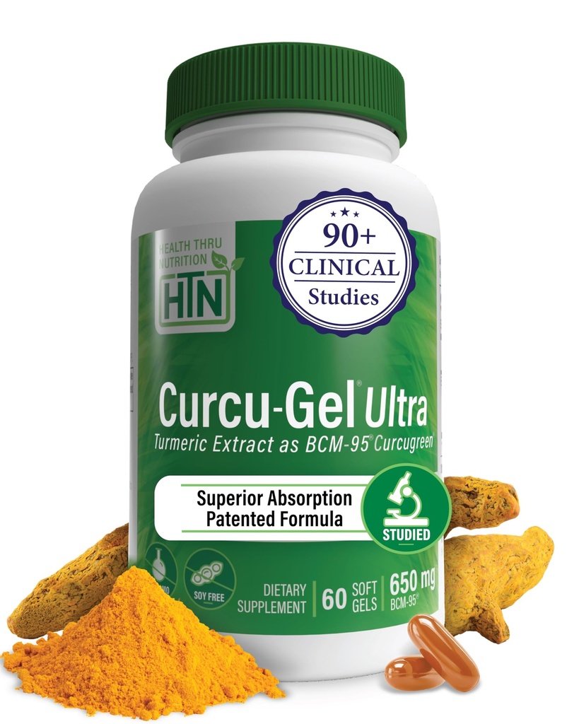 Salud Thru Nutrición Curcu-Gel 650mg BCM-95® Curcugreen Turmeric Curcugreen   Alta Absorción Silencio Saludable Inflamación Respuesta Silencio Clínicamente Estudiado Silencio Tercera Parte Tested Silencio Non-GMO (Pack of 60)