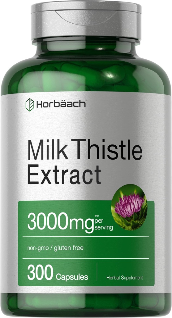 Horbäach Milk Thistle Suplemento Silencio 300 Capsules peru Herbal Extract ← Non-GMO, Gluten Free