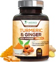 Curcumin Turmeric Suplemento 1950mg - 95% Curcuminoides con Turmeric Orgánica " Ginger, BioPerine Black Pepper for Best Absorption, Nature's Vegan Joint Support, Non-GMO, Bottled in USA - 240 cápsulas