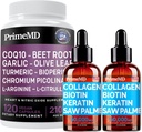 Biotina de colágeno líquido (2pk) y óxido nítrico (1pk) Suplemento Bundle - Vitaminas de Potente para el cabello, la piel, las uñas, el corazón, la circulación y el soporte de la lípido - No GMO, Vegano, Libre de gluten