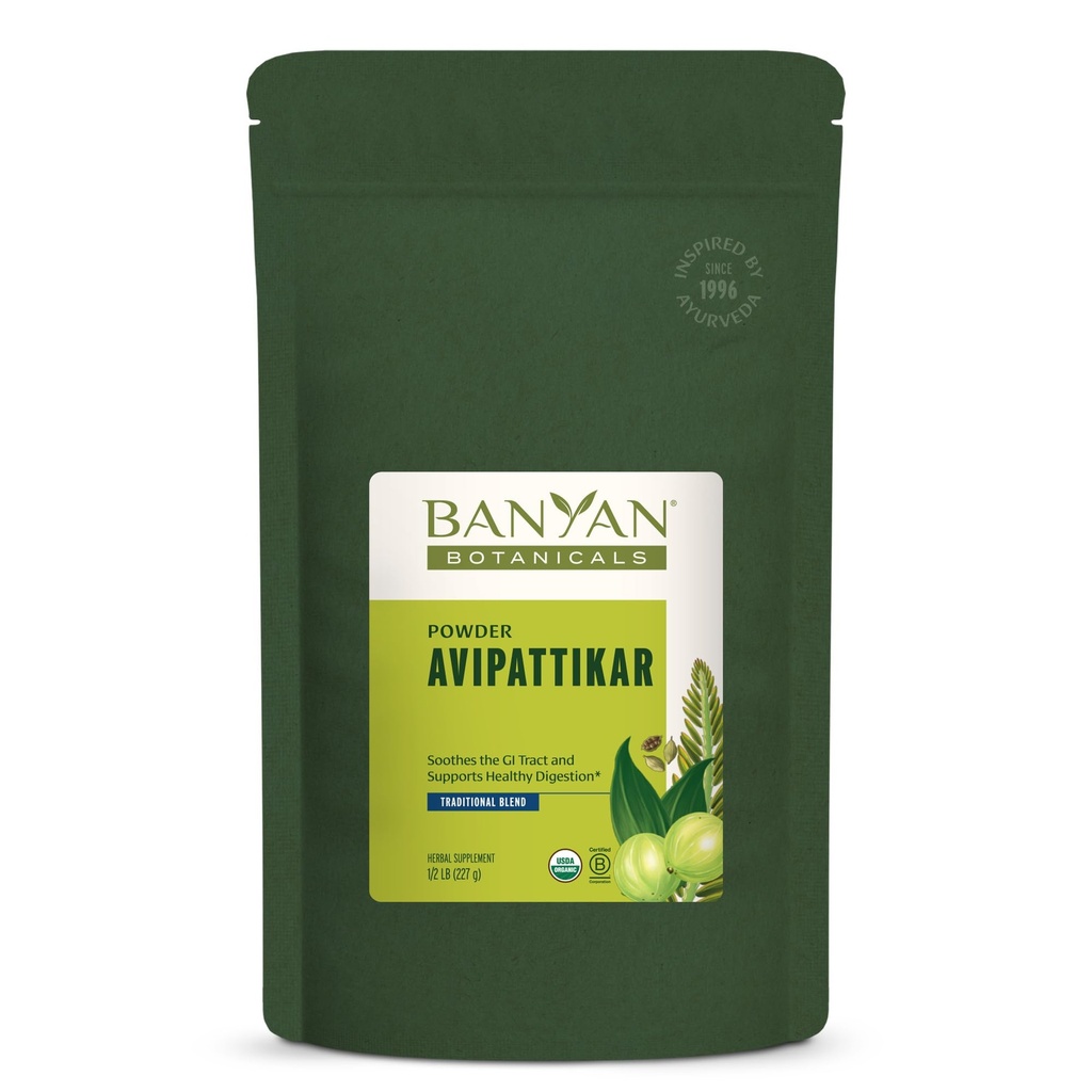 Botánicos de Banyan Avipattikar Powder – Suplemento de Digestión Orgánica con Ginger, Cardamom " Vidanga ­– apoya el equilibrio de ácido de Stomach saludable* – 1⁄2 lb. – No GMO Fuente sostenible Vegan