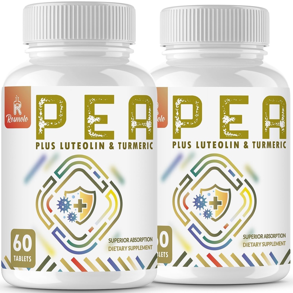 1500 MG Palmitoylethanolamida con Luteolin 98% " Turmeric, Absorción alta, Suplemento de Pea micronizada para la gestión de la incomodidad- USA Made - 120 Tablets
