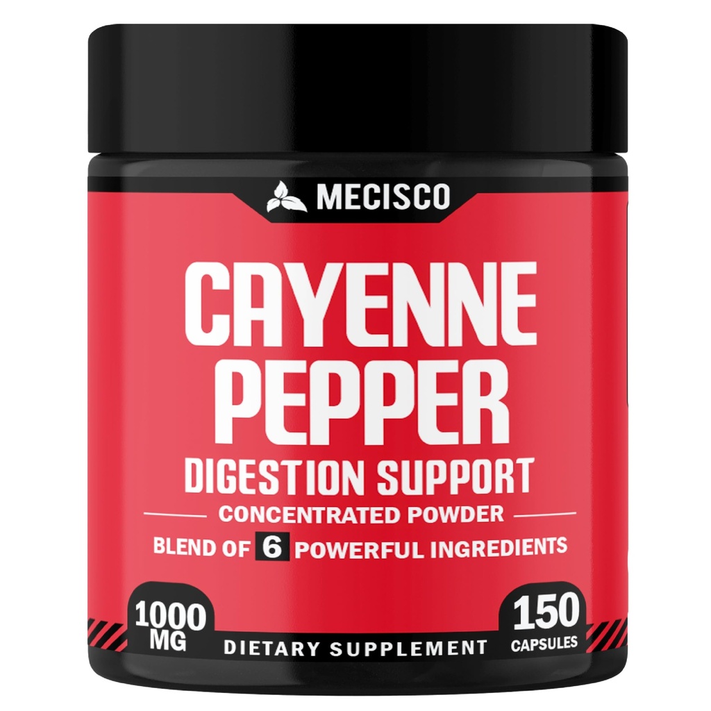 Cayenne Pepper Capsules con Ginger Root, Beet Root, y Pepper Negro y Más - 150 cápsulas - 6in1