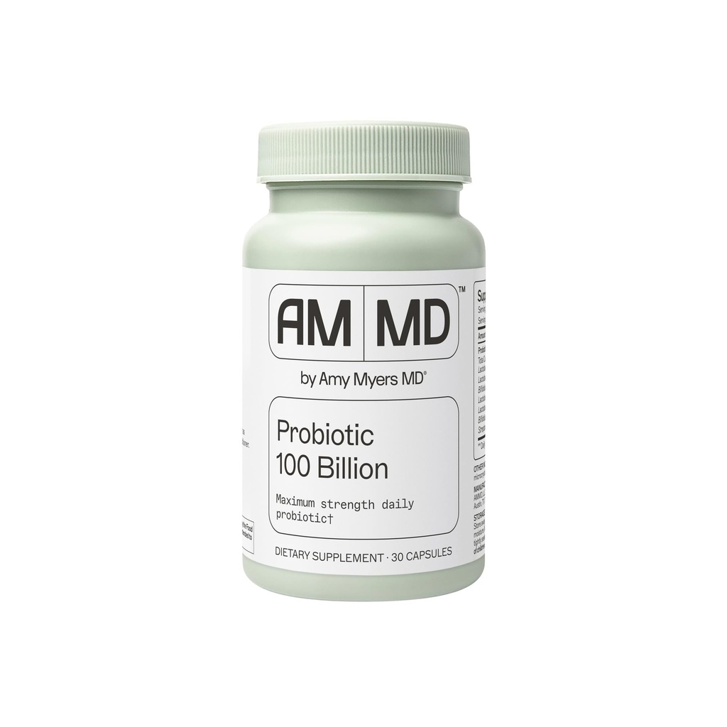 Amy Myers MD Probiotic Capsules 100 Billion - Probiótico diario de máxima fuerza - Suplemento de salud gastrointestinal - Apoyo a la digestión &amp; inmunos