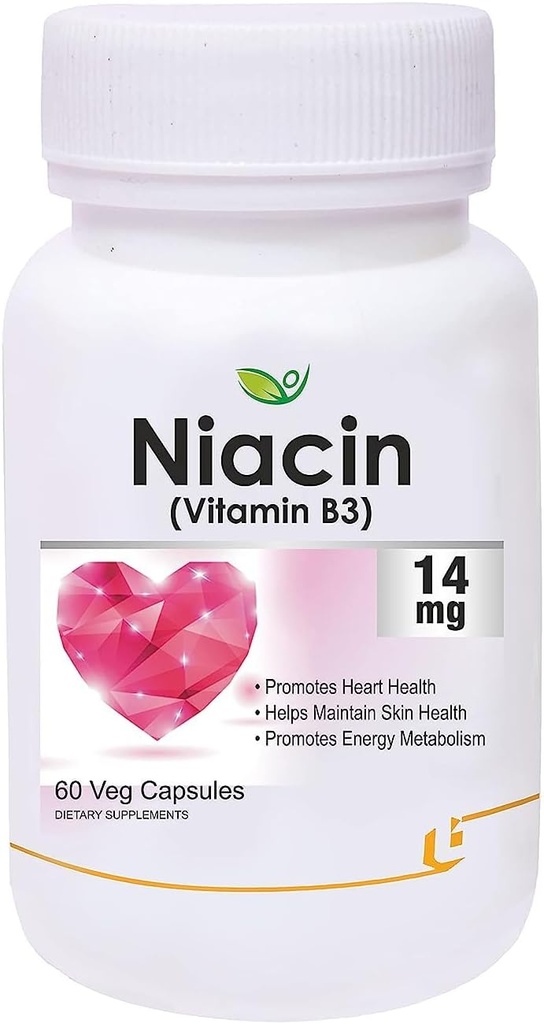 Nutraceuticals Niacin 14mg Vitamina B3 con Inositol 50mg Suplemento - 60 cápsulas Veg