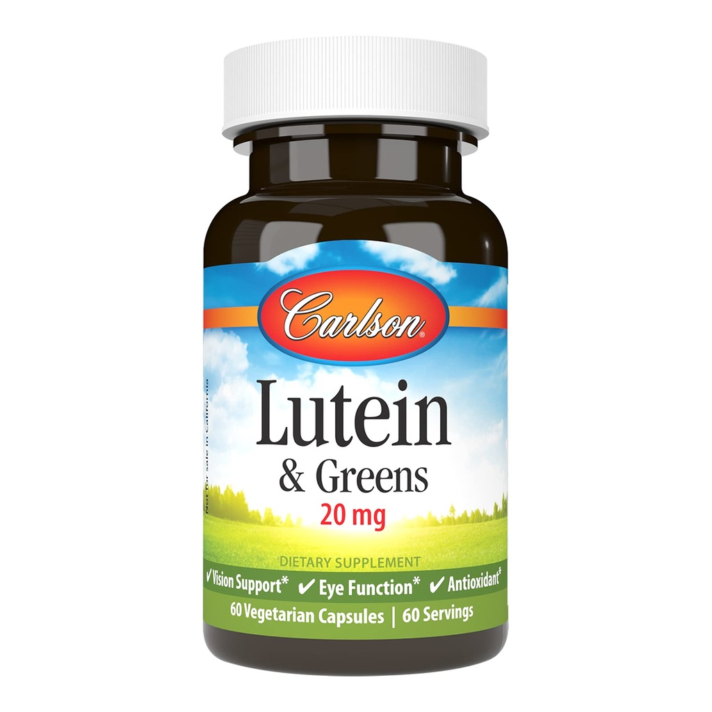 Carlson - Lutein " Greens, 20 mg, Vision Support " Eye Function, Antioxidant, 60 cápsulas vegetarianas