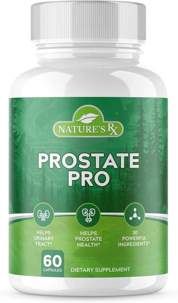 La RX de la naturaleza   #1 Apoyo a la próstata Dosificado Complemento ← Salud de la Tracto urinaria, ayuda a la función de la próstata ← Fórmula ultra dosida w / 30 potentes ingredientes ← 3rd Party Tested + USA Made - 60 cápsulas