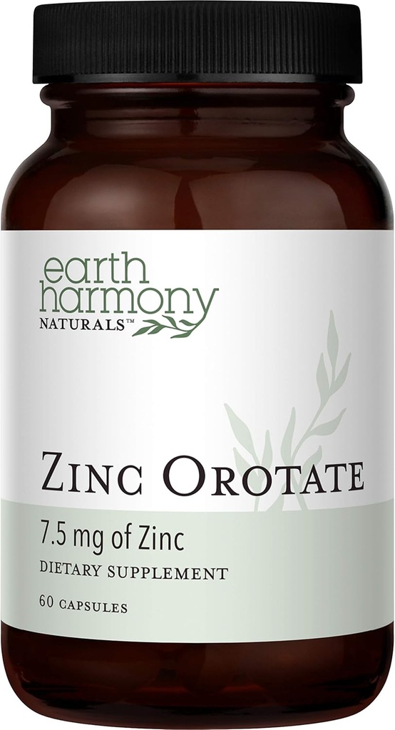 Zinc Orotate 7.5mg Vegan Supplement - Strong Antioxidant Properties Support Immune System Function, Energy and Metabolism - Liver, Bone, Joint & Heart Health - Non-GMO & Gluten Free - 60 cápsulas