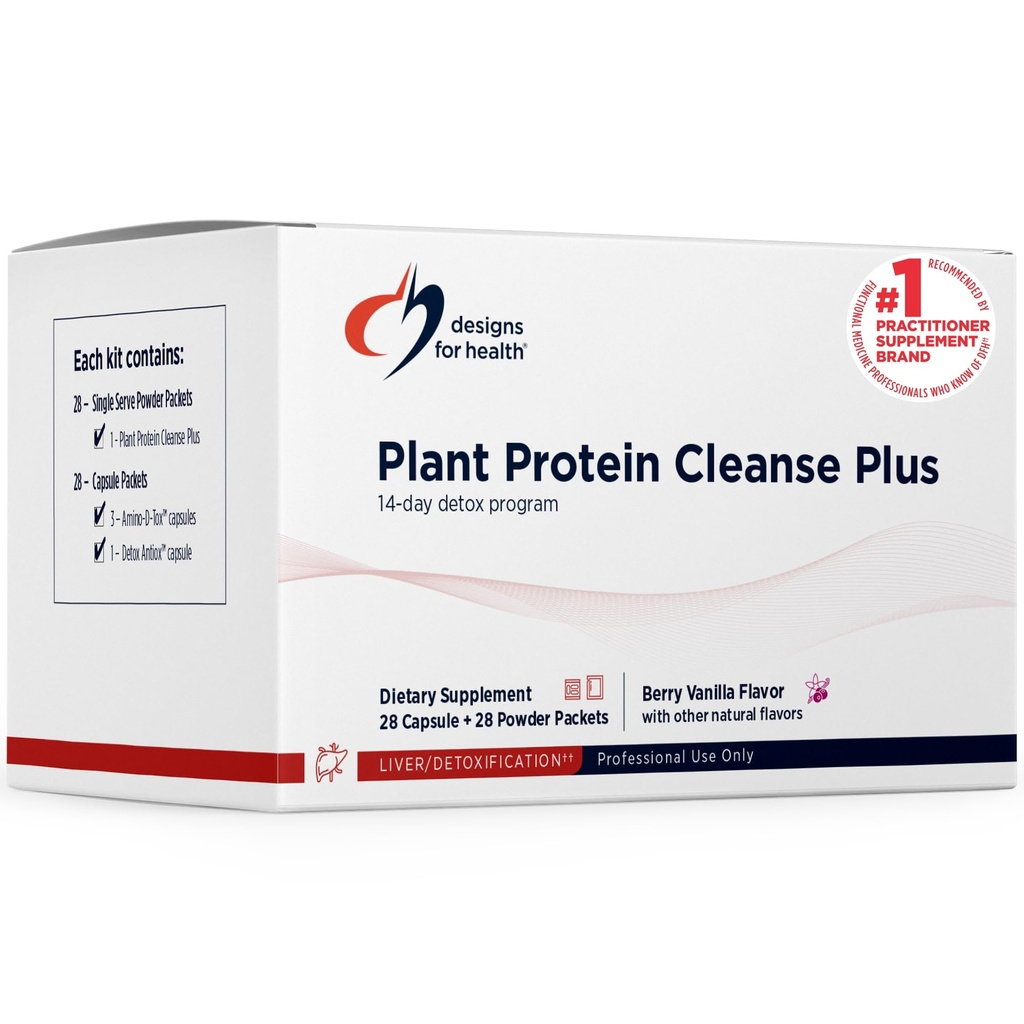 Diseños para la limpieza de plantas de salud Protein Plus 14 días Programa Detox - Promueve la función saludable del hígado + limpieza metabólica con antioxidantes + hierbas, vegetariano (28 Proteína Powder Drink + paquetes de vitaminas)