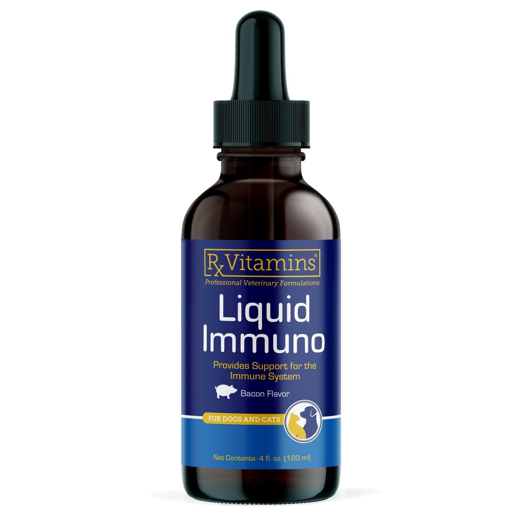 Vitaminas Rx Liquid Immuno Dog & Cat Immune Support - Reishi Mushroom Supplement for Dogs & Cats Plus L-Lysine - Ideal Eye Supplements, Immunity Booster Supplements for Pets - 4 oz