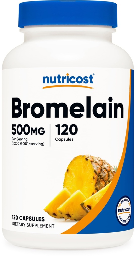 Nutricost Bromelain 500mg, 120 cápsulas vegetarianas - Bromelain (1200 GDU), No GMO, Gluten Free