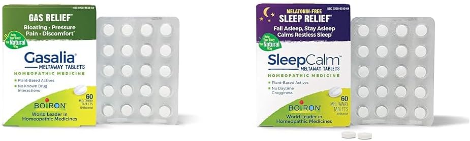 Boiron Gasalia Tablets for Gas Relief and SleepCalm Plant-Based Sleep Aid - 60 Cuenta Cada