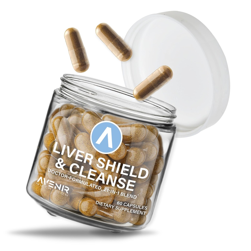 Avenir Nutrition Liver Shield &amp; Cleanse ← Herbal Liver Cleanse Detox &amp; Repair Supplement tención Milk Thistle & Artichoke Extract Supplements ← Fatty Liver & Health Support ← 60 Capsules for Men and Women