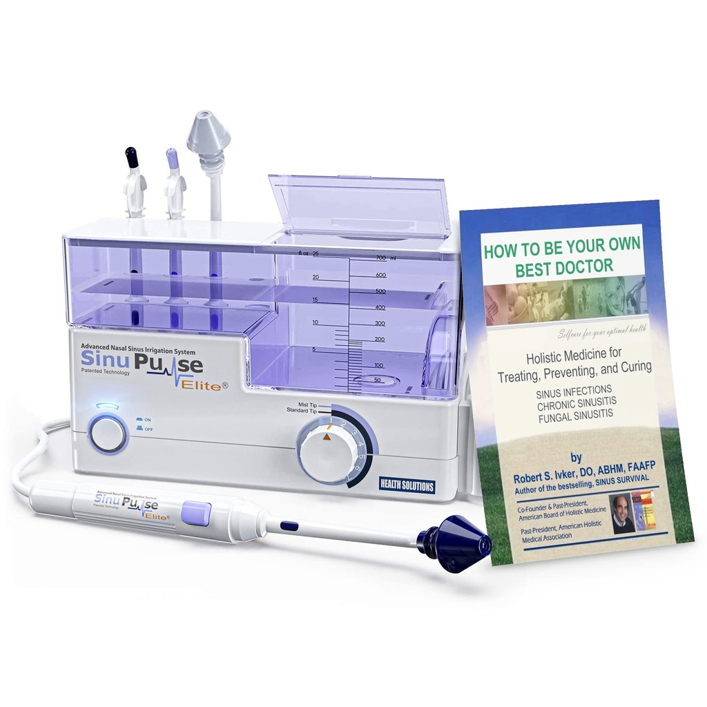 SinuPulse Elite Advanced Nasal Irrigation System, Pulsating Nasal Congestion Relief & Sinus Rinse Machine, More Effective Than Neti Pot, Nose Spray o Nasal Wash Bottle, con 30 SinuAir Packets