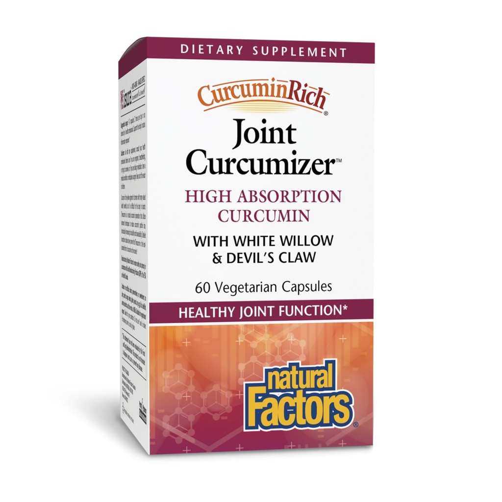 CurcuminRich Curcumizer Conjunto por Factores Naturales, Apoyo Juntas Saludables, Corazón y Respuesta Inflamatoria Natural con sauce blanco, 60 cápsulas (30 porciones)