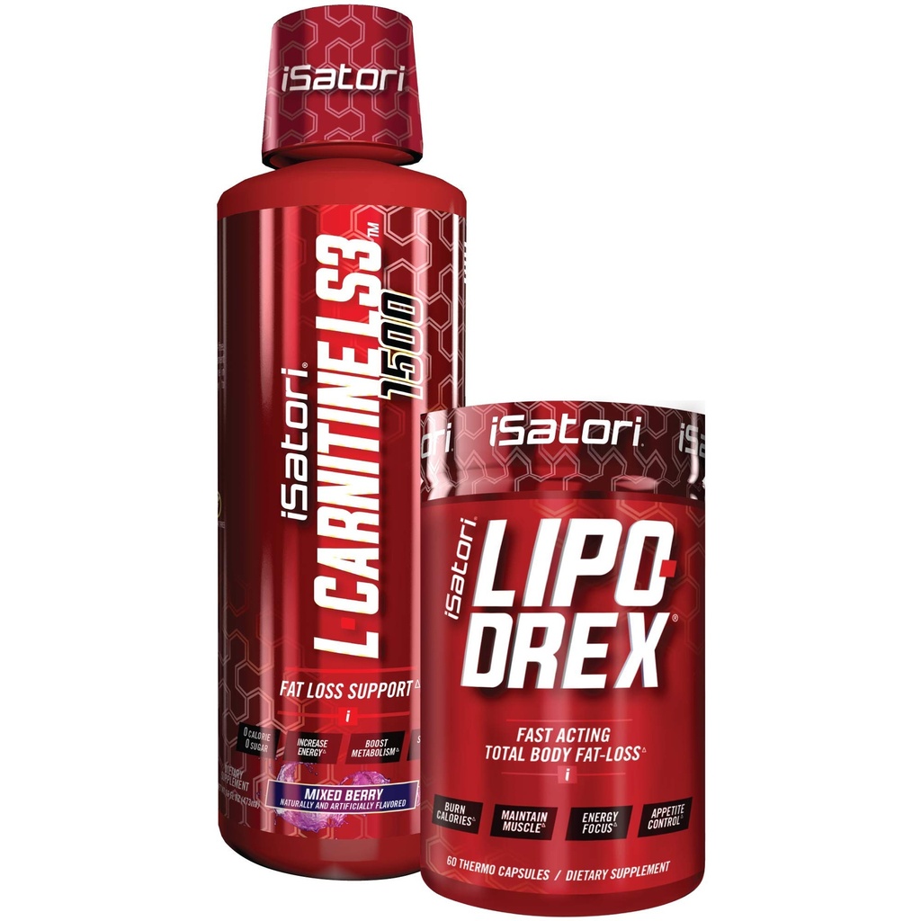 iSatori Lipo-Drex Fat Pérdida termogénica Fórmula - Pérdida rápida de peso actuada - Apetite Suppressant (60 Cápsulas) L-Carnitina Liquid Fat Burner and Metabolism Activator- Mixed Berry (32 Servimientos)
