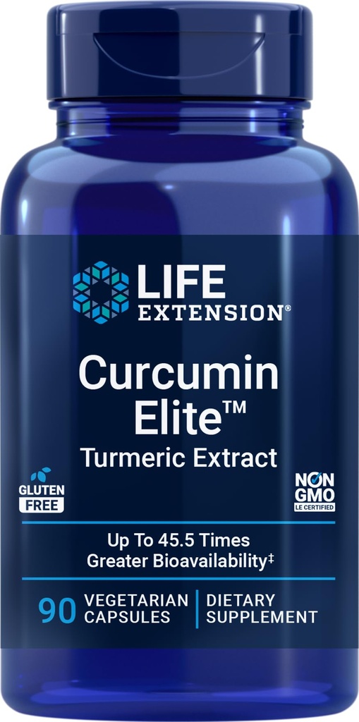 La extensión de vida Curcumin Elite Turmeric Extract, 90 Veg Capsules