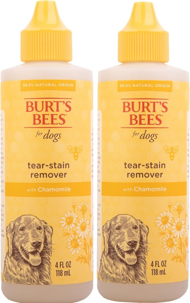 Abejas de Burt para Mascotas Tear Stain Remover para Perros con Manzanilla - Puppy &amp; Dog Tear Stain Remover - Cruelty Free, Formulado sin Sulfatos y Parabens, pH Equilibrado para Perros, 4 onzas - 2 Pack
