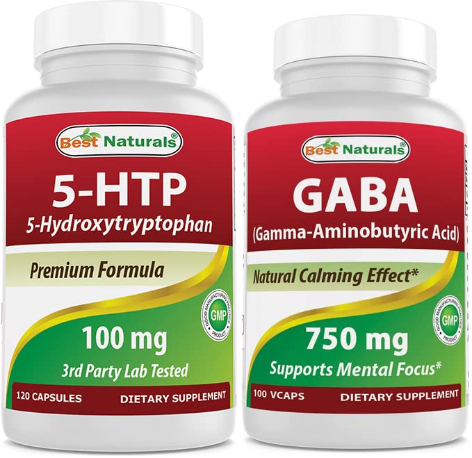 Mejores Naturales 5-HTP (5-hidroxitryptofan) 100 mg & GABA 750 mg
